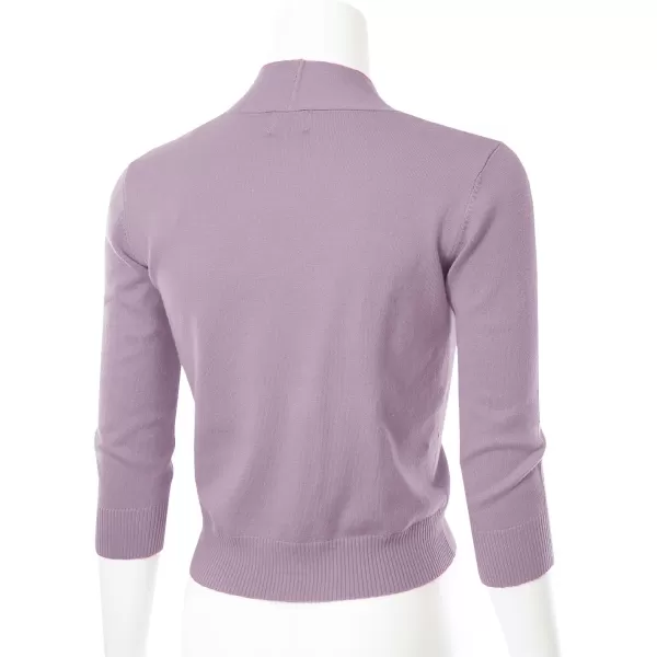 MAYSIX APPAREL 34 Sleeve Solid Open Bolero Cropped Cardigan for Women S3XLMsg1lavender