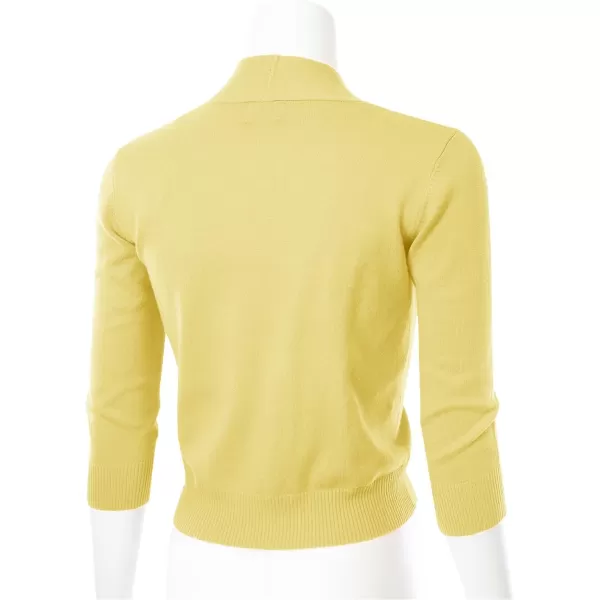 MAYSIX APPAREL 34 Sleeve Solid Open Bolero Cropped Cardigan for Women S3XLMsg1lemonyellow