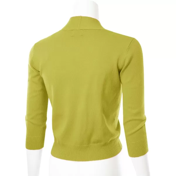 MAYSIX APPAREL 34 Sleeve Solid Open Bolero Cropped Cardigan for Women S3XLMsg1lime