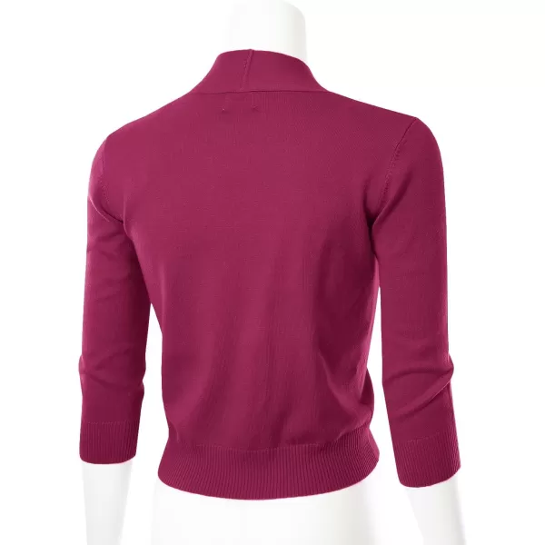 MAYSIX APPAREL 34 Sleeve Solid Open Bolero Cropped Cardigan for Women S3XLMsg1magenta