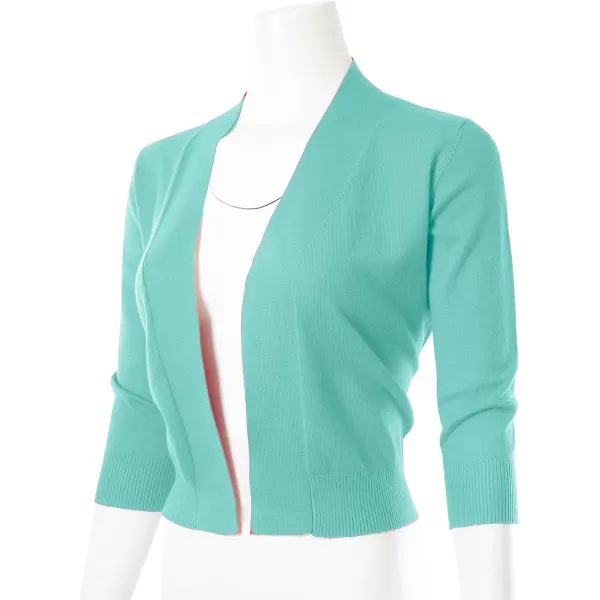 MAYSIX APPAREL 34 Sleeve Solid Open Bolero Cropped Cardigan for Women S3XLMsg1mint