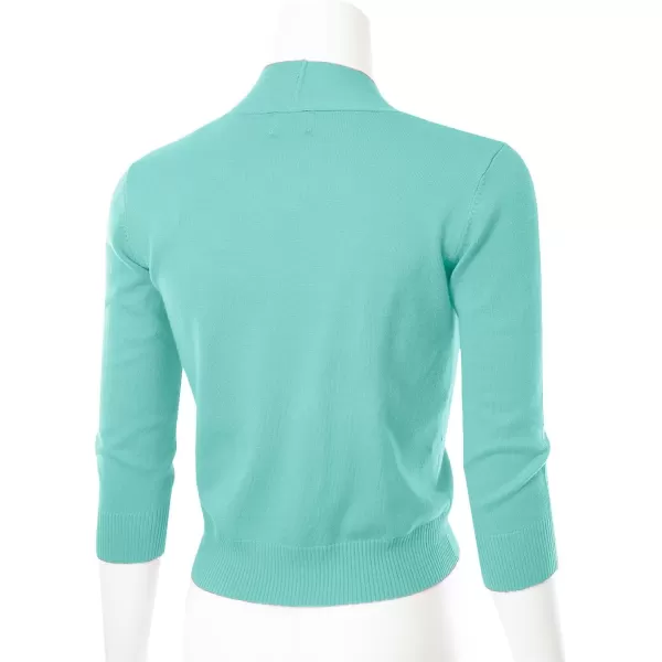 MAYSIX APPAREL 34 Sleeve Solid Open Bolero Cropped Cardigan for Women S3XLMsg1mint