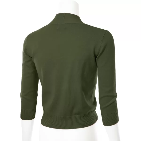MAYSIX APPAREL 34 Sleeve Solid Open Bolero Cropped Cardigan for Women S3XLMsg1olive