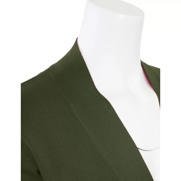 MAYSIX APPAREL 34 Sleeve Solid Open Bolero Cropped Cardigan for Women S3XLMsg1olive