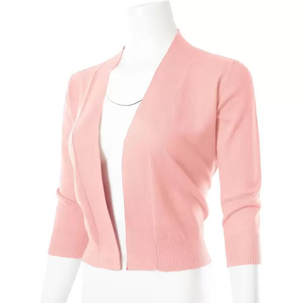 MAYSIX APPAREL 34 Sleeve Solid Open Bolero Cropped Cardigan for Women S3XLMsg1peach
