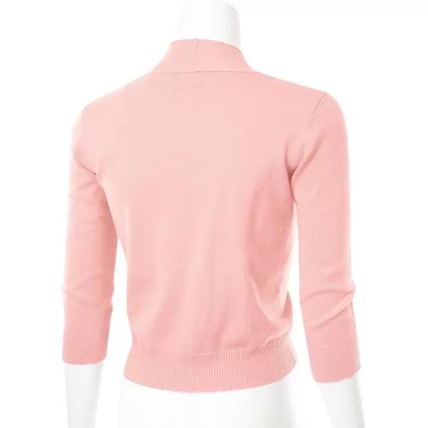 MAYSIX APPAREL 34 Sleeve Solid Open Bolero Cropped Cardigan for Women S3XLMsg1peach