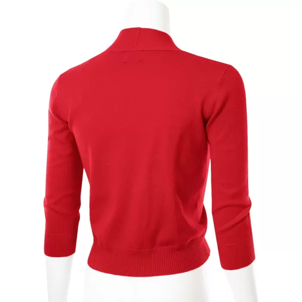 MAYSIX APPAREL 34 Sleeve Solid Open Bolero Cropped Cardigan for Women S3XLMsg1red