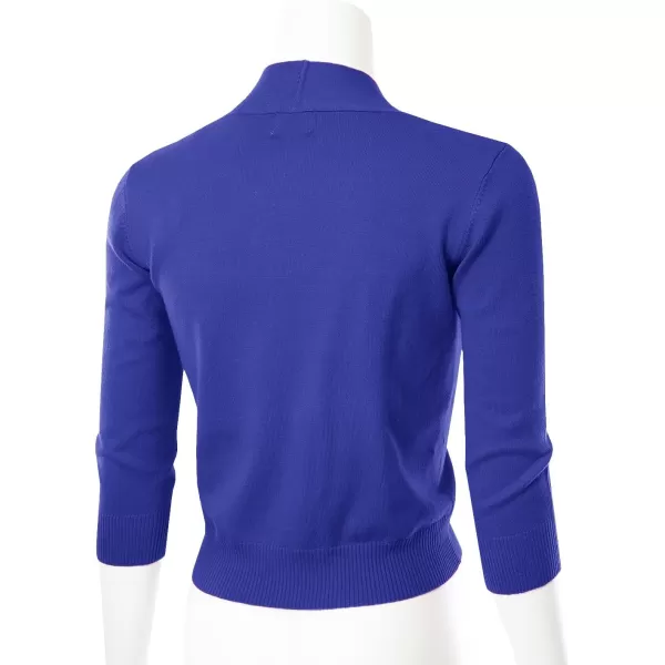 MAYSIX APPAREL 34 Sleeve Solid Open Bolero Cropped Cardigan for Women S3XLMsg1royalblue