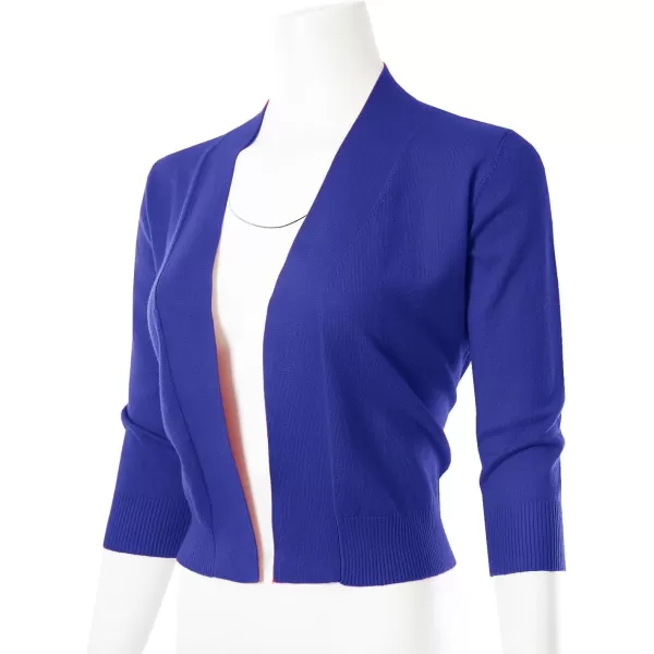 MAYSIX APPAREL 34 Sleeve Solid Open Bolero Cropped Cardigan for Women S3XLMsg1royalblue