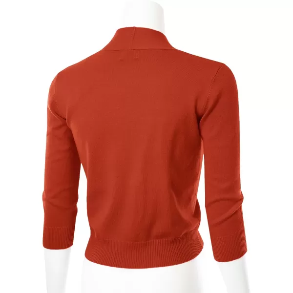 MAYSIX APPAREL 34 Sleeve Solid Open Bolero Cropped Cardigan for Women S3XLMsg1rust