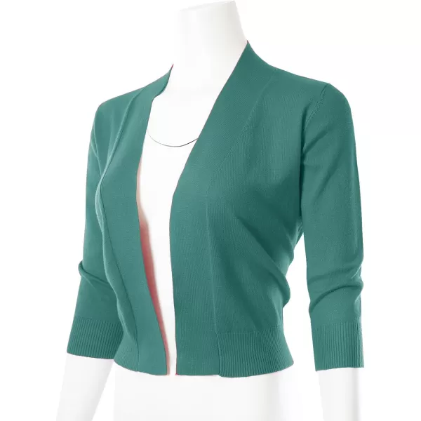 MAYSIX APPAREL 34 Sleeve Solid Open Bolero Cropped Cardigan for Women S3XLMsg1teal
