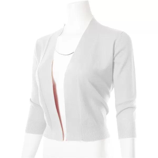 MAYSIX APPAREL 34 Sleeve Solid Open Bolero Cropped Cardigan for Women S3XLMsg1white