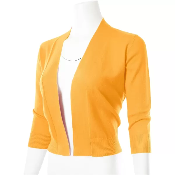 MAYSIX APPAREL 34 Sleeve Solid Open Bolero Cropped Cardigan for Women S3XLMsg1yellow3