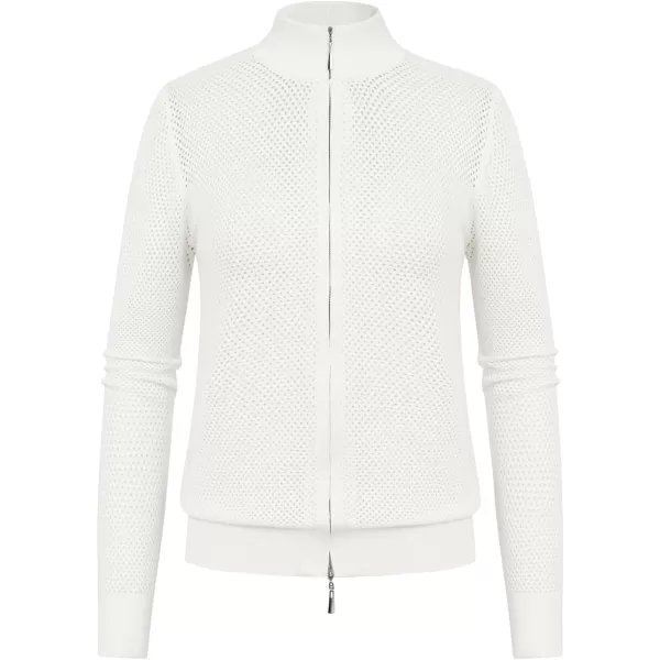 Womens 2024 Summer Mesh Cardigan Lightweight Long Sleeve Zip Up Crochet Knit Sweater Jacket Athleisure OutfitsWhite