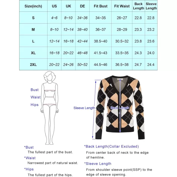 Womens Argyle Preppy Cardigan Sweater Casual V Neck Button Down Knit Cardigan Color Block Shrugs S2XLPlaid Green White
