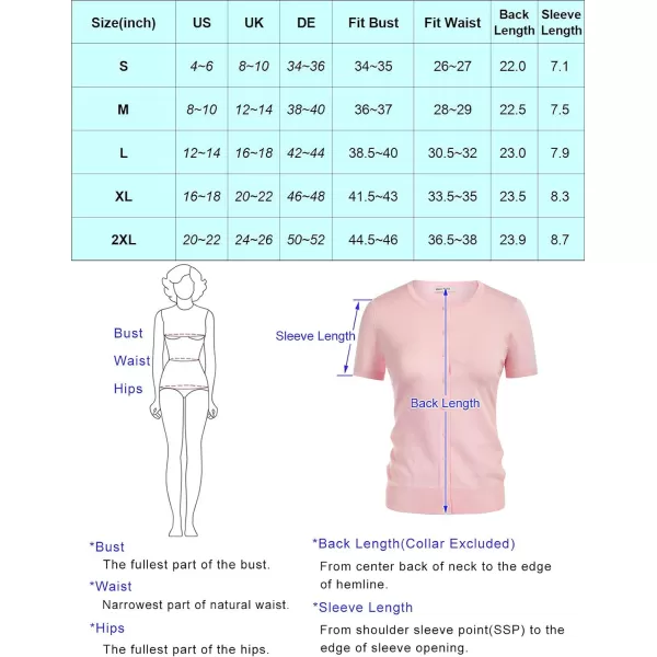 Womens Short Sleeve Cardigan Crewneck Basic Casual Button Down Knit Soft SweaterPink