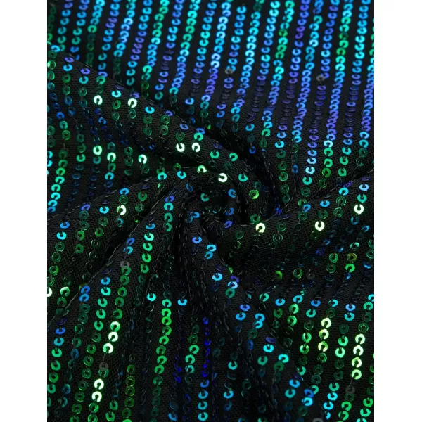 Womens Sparkle Sequin Party Blouse Tops Shimmer Glitter 34 Slit Sleeve Dressy TopsGreen