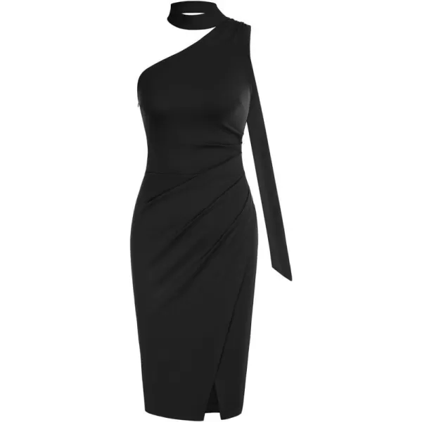 GRACE KARIN 2023 Womens Sexy Sleeveless Cocktail Bodycon Dresses Ruched Halter Neck WrapAround Party Pencil DressesBlack