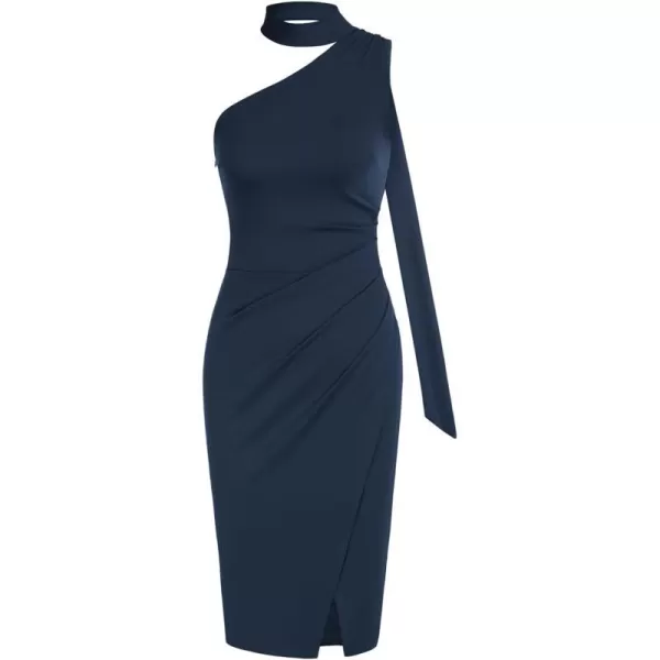 GRACE KARIN 2023 Womens Sexy Sleeveless Cocktail Bodycon Dresses Ruched Halter Neck WrapAround Party Pencil DressesDark Blue