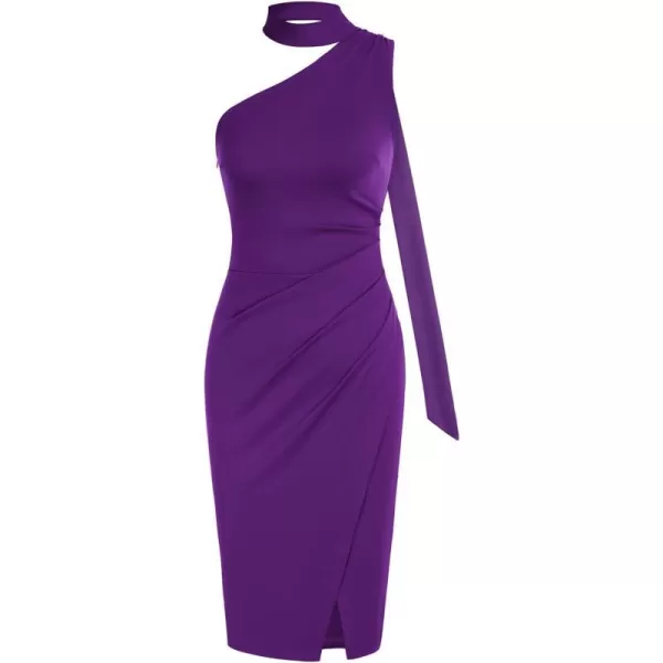 GRACE KARIN 2023 Womens Sexy Sleeveless Cocktail Bodycon Dresses Ruched Halter Neck WrapAround Party Pencil DressesDeep Purple