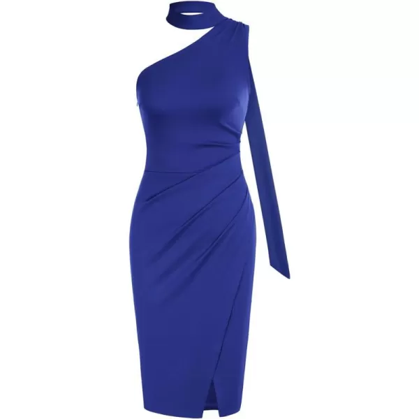 GRACE KARIN 2023 Womens Sexy Sleeveless Cocktail Bodycon Dresses Ruched Halter Neck WrapAround Party Pencil DressesRoyal Blue