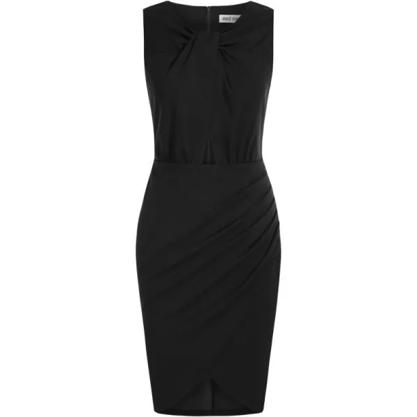 GRACE KARIN 2023 Womens Sleeveless CutOut Dress Twisted Knot Ruched Bodycon Dress Cocktail Party Work Formal DressBlack