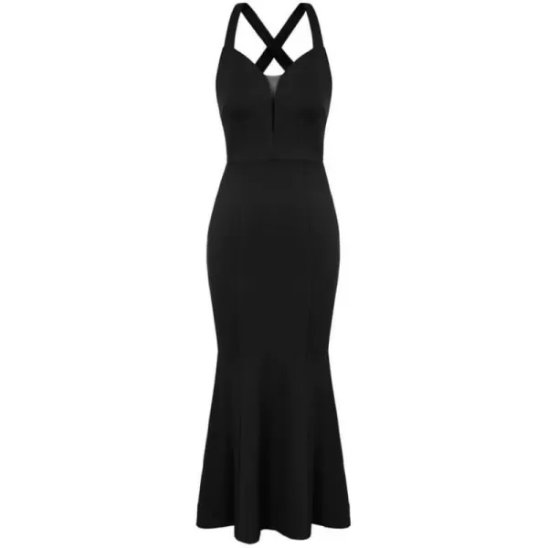 GRACE KARIN 2023 Womens Sleeveless Formal Long Dresses V Neck Party Cocktail Maxi Dress Mermaid Prom Wedding Guest DressesBlack