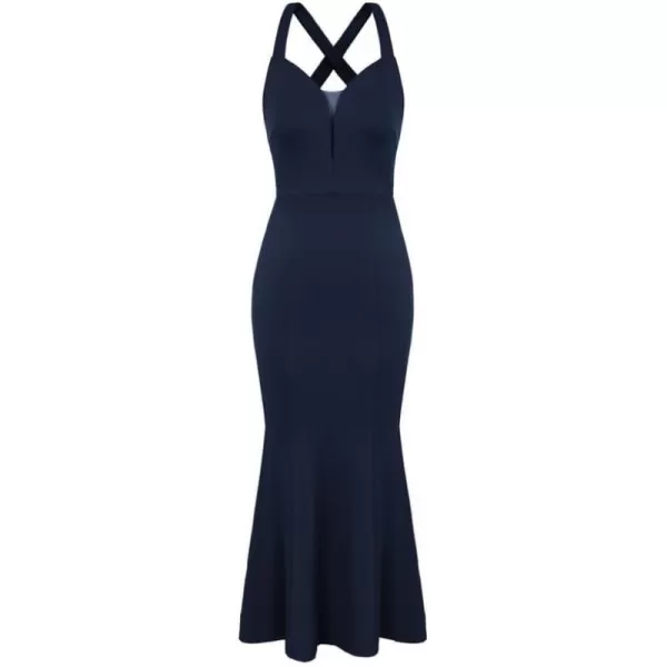 GRACE KARIN 2023 Womens Sleeveless Formal Long Dresses V Neck Party Cocktail Maxi Dress Mermaid Prom Wedding Guest DressesDark Blue