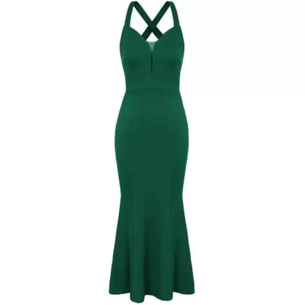 GRACE KARIN 2023 Womens Sleeveless Formal Long Dresses V Neck Party Cocktail Maxi Dress Mermaid Prom Wedding Guest DressesDark Green