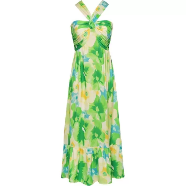 GRACE KARIN 2024 Womens Criss Cross Halter Neck Sleeveless Summer Floral Print Flowy A Line Maxi DressGreen Viola