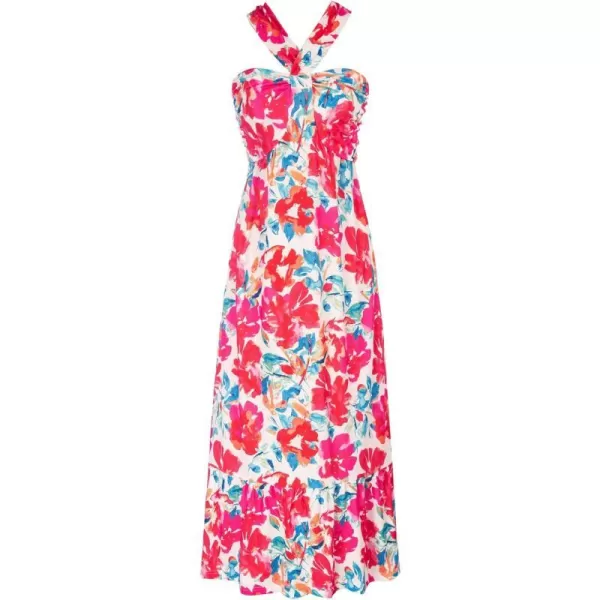 GRACE KARIN 2024 Womens Criss Cross Halter Neck Sleeveless Summer Floral Print Flowy A Line Maxi DressMulticolor