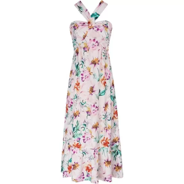 GRACE KARIN 2024 Womens Criss Cross Halter Neck Sleeveless Summer Floral Print Flowy A Line Maxi DressWhite Floral