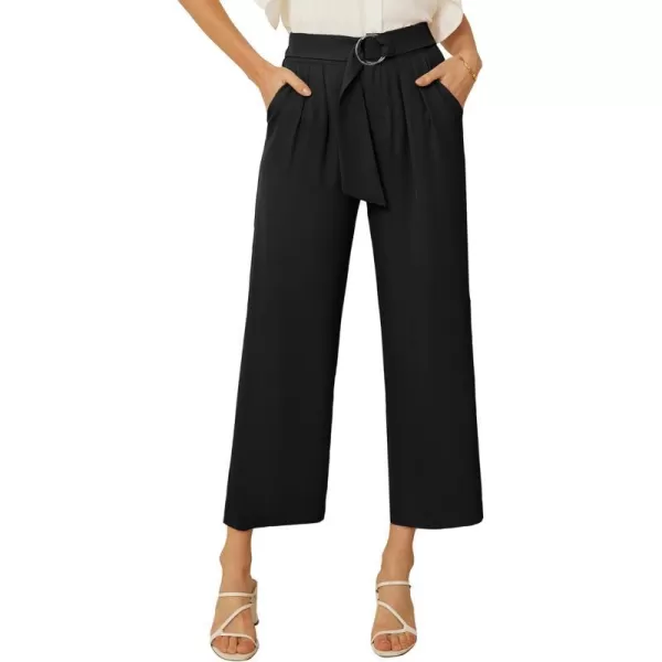 GRACE KARIN 2024 Womens Wide Leg Pants Business Casual Palazzo Pants High Waisted Flowy Dressy Trousers with PocketsBlack