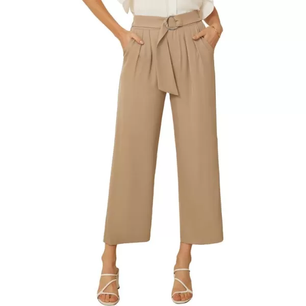 GRACE KARIN 2024 Womens Wide Leg Pants Business Casual Palazzo Pants High Waisted Flowy Dressy Trousers with PocketsKhaki