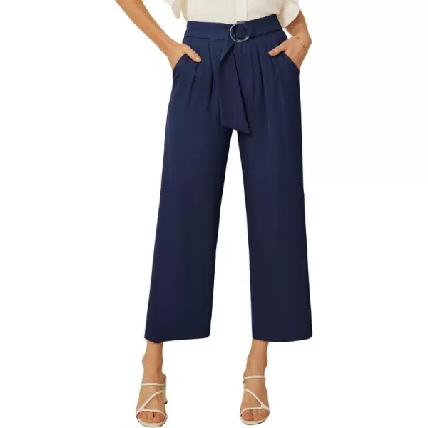 GRACE KARIN 2024 Womens Wide Leg Pants Business Casual Palazzo Pants High Waisted Flowy Dressy Trousers with PocketsNavy Blue