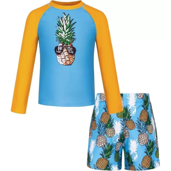 GRACE KARIN Boy Kids Two Piece Swimsuits Long Sleeve Rash Guard Swimwear Cute Bathing Suit Sets 512YOrange Pineapple