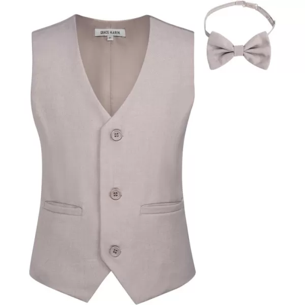 GRACE KARIN Boys Sequin Vest Boys Formal Suit Vest for Party 512YBeige