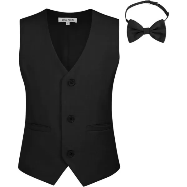 GRACE KARIN Boys Sequin Vest Boys Formal Suit Vest for Party 512YBlack 1