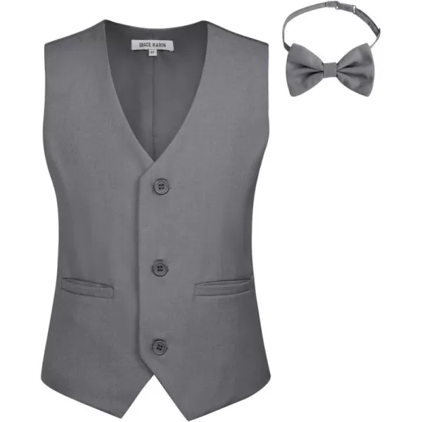 GRACE KARIN Boys Sequin Vest Boys Formal Suit Vest for Party 512YLight Grey