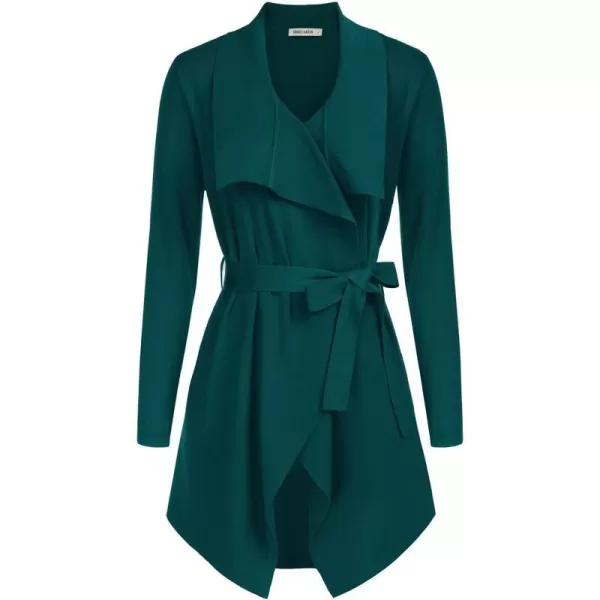 GRACE KARIN Cardigan for Women Lapel Draped Open Front Thin Sweater Long Sleeve Irregular Hem Outwear with BeltOlive Green