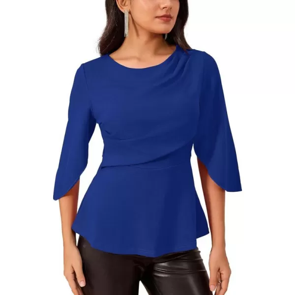 GRACE KARIN Dressy Tops for Women Business Casual Work Blouses 34 Sleeve Slim Fit Elegant Office Chiffon Fall ShirtsRoyal Blue