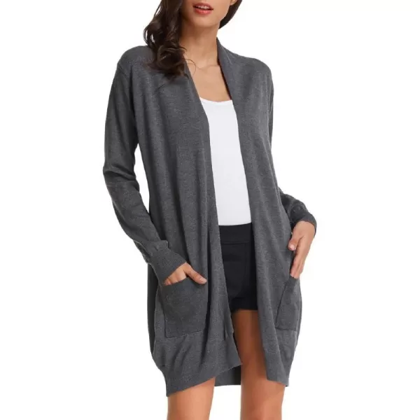 GRACE KARIN Essential Solid Open Front Long Knited Cardigan Sweater for WomenDark Grey