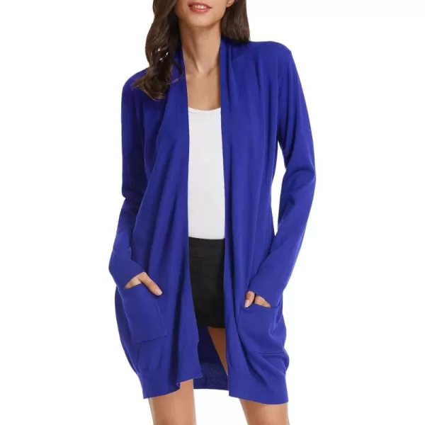 GRACE KARIN Essential Solid Open Front Long Knited Cardigan Sweater for WomenRoyal Blue