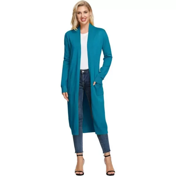 GRACE KARIN Essential Solid Open Front Maxi Long Knitted Cardigan Sweater for WomenBondi Blue