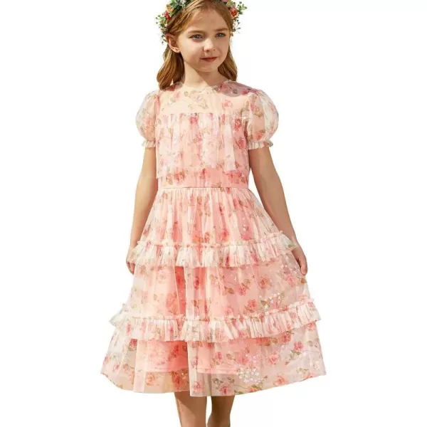 GRACE KARIN Flower Girl Dress Girls Cute Ruffled Layered Party Dresses for 512YOrange