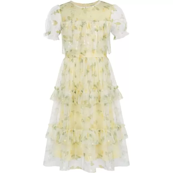 GRACE KARIN Flower Girl Dress Girls Cute Ruffled Layered Party Dresses for 512YYellow