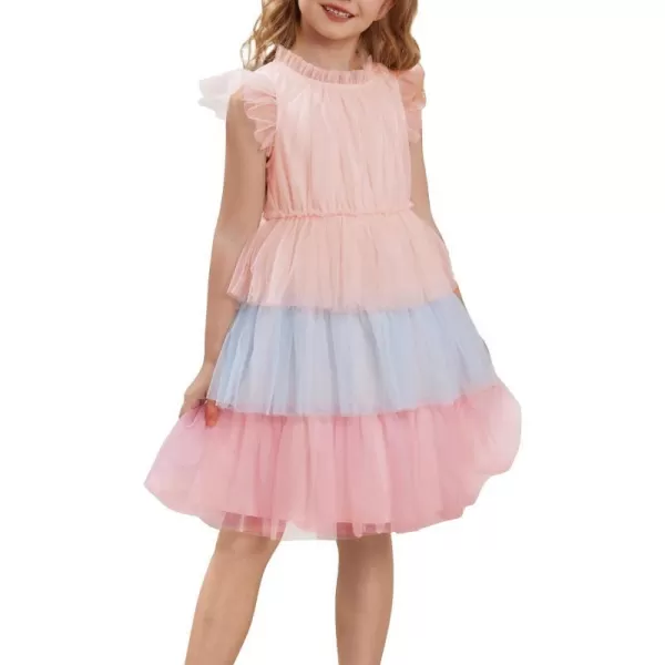 GRACE KARIN Girl Summer Ruffle Dress Birthday Party Tiered Tulle Dress Size 512Multicolor