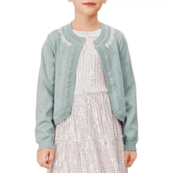 GRACE KARIN Girls Cardigan Long Sleeve Lace Collar Cover Up Shrug Sweater 510YSilver