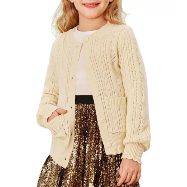 GRACE KARIN Girls Cardigan Long Sleeve Uniforms Knit Sweater Outerwear for KidsApricot