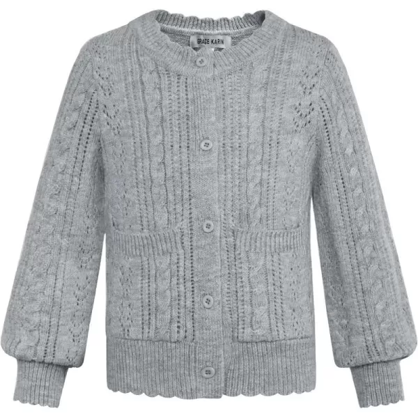 GRACE KARIN Girls Cardigan Long Sleeve Uniforms Knit Sweater Outerwear for KidsGray